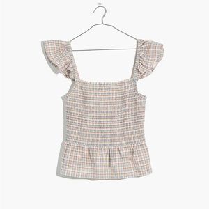Madewell Smocked Peplum Tank Top